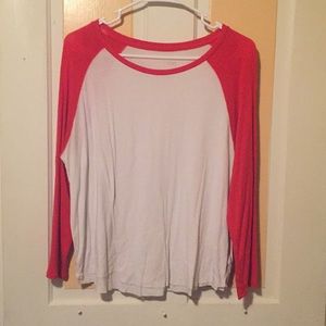 red and white AE baseball shirt